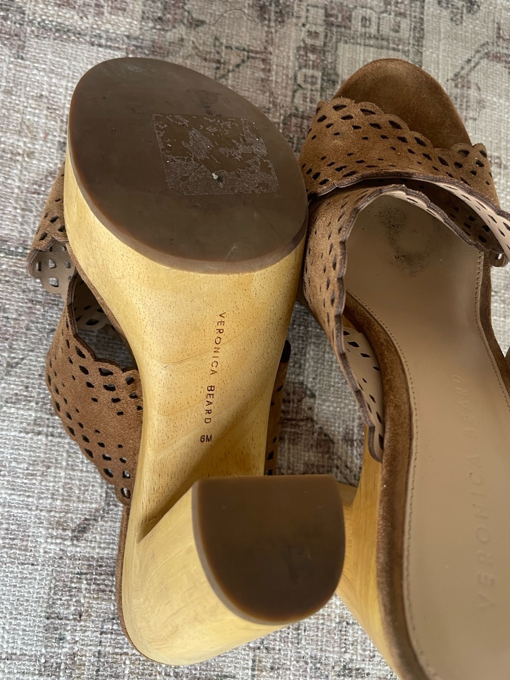 Veronica Beard Brown Scallop Gaynor Platform Sandals - Picture 7 of 8